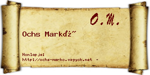 Ochs Markó névjegykártya